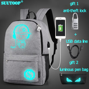 USB Charge music luminous unisex schoolbag