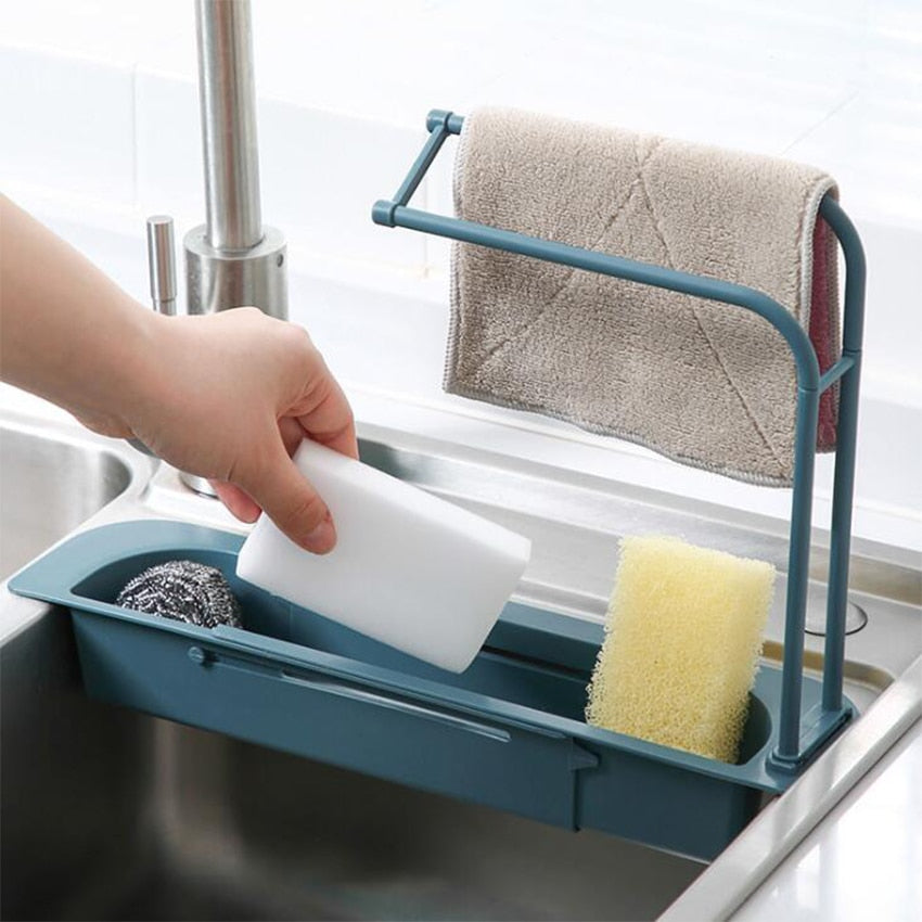 Kitchen Sink Sponge Holder Sink Shelf Soap Drain Rack Storage